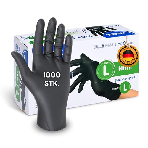 LogiPack GeRo Nitrilhandschuhe schwarz Box Einweghandschuhe, Einmalhandschuhe, Untersuchungshandschuhe, Nitril Handschuhe, puderfrei, ohne Latex, latexfrei, 1000 Stück (Größe L) LogiPack GeRo Nitrilhandschuhe schwarz Box Einweghandschuhe, Einmalhandschuhe, Untersuchungshandschuhe, Nitril Handschuhe, puderfrei, ohne Latex, latexfrei, 1000 Stück (Größe L) von LogiPack GeRo