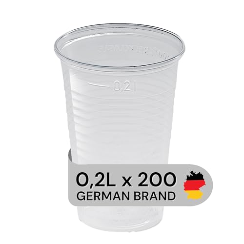 LogiPack GeRo Trinkbecher | Eichstrich 0,2l | Bierbecher Plastikbecher Einwegbecher aus Kunststoff PP (Polypropylen), Transparent klar | Ausschankbecher (200) von LogiPack GeRo