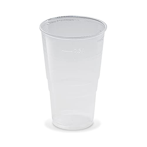 Trinkbecher | Eichstrich 0,5l | Bierbecher Plastikbecher Einwegbecher aus Kunststoff PP (Polypropylen), Transparent klar | Ausschankbecher (100) von LogiPack GeRo