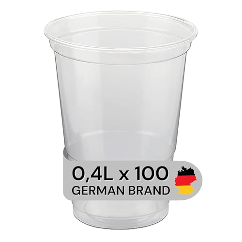 LogiPack GeRo Trinkbecher | Eichstrich 0,4l | Bierbecher Plastikbecher Einwegbecher aus Kunststoff PP (Polypropylen), Transparent klar | Ausschankbecher (100) von LogiPack GeRo