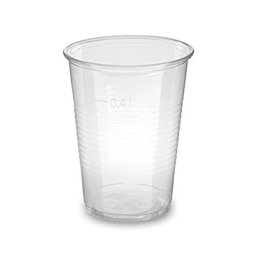 Trinkbecher Made in Germany | Eichstrich 0,4l | Bierbecher Plastikbecher Einwegbecher aus Kunststoff PP (Polypropylen), Transparent klar | Ausschankbecher (200) von LogiPack GeRo