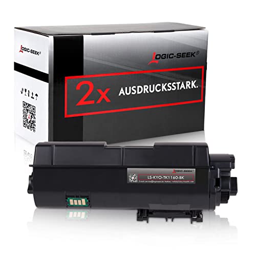 Logic-Seek 2 TK-1160 Toner kompatibel für Kyocera Ecosys P2040dn P2050DN P2040DW (2 x Black) von Logic-Seek