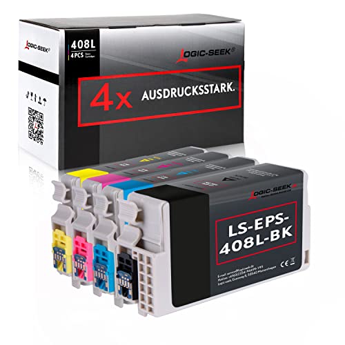 Logic-Seek 4 408L Tintenpatronen kompatibel für Epson Workforce Pro WF-C 4810 DTWF, Workforce Pro WF-C 4310 DW (Black,Cyan,Magenta,Yellow) von Logic-Seek