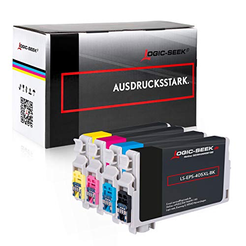 Logic-Seek 4 Tintenpatrone 405XL [MIT CHIP] kompatibel für Epson Workforce WF-7840DTWF WF-7835DTWF WF-7830DTWF Pro WF-4830DTWF Pro WF-4825DWF Pro WF-4820DWF Pro WF-3825DWF Pro WF-3820DWF von Logic-Seek