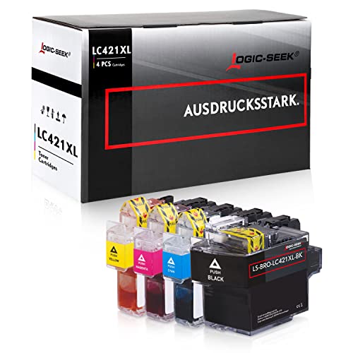 Logic-Seek 4 kompatible LC-421 XL Tintenpatronen passend für Brother DCP-J1050DW, DCP-J1140DW, MFC-J1010DW,Black Cyan Magenta Yellow-Set von Logic-Seek