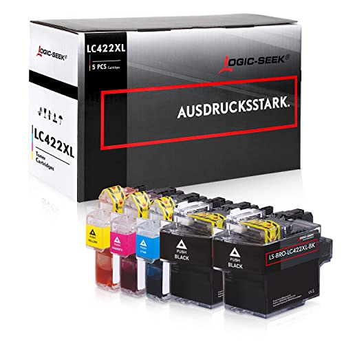 Logic-Seek 4 kompatible LC-422 XL Tintenpatronen passend für Brother MFC-J5340DW, MFC-J5345DW, MFC-J5740DW, MFC-J6540DW, MFC-J6940DW,2 X Black 1 X Cyan-Magenta-Yellow 5er Set von Logic-Seek