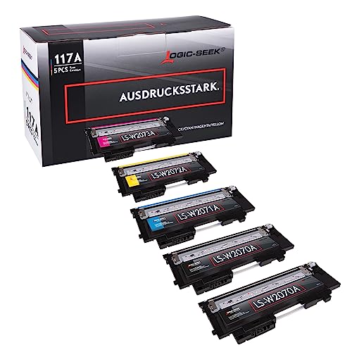 Logic-Seek 5 117A Toner kompatibel zu HP 117A W2070A W2071A W2072A W2073A (Schwarz x 2, Cyan, Magenta, Gelb) im Set für HP Color Laser 150a 150nw 178nwg 179fwg von Logic-Seek