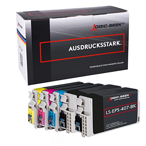 Logic-Seek 5 407 XL Patronen kompatibel für Epson Workforce Pro WF-4745 DTWF (2*BK+CMY-Set) von Logic-Seek