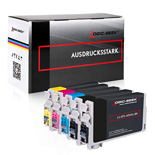 Logic-Seek 5 Tintenpatrone 405XL [MIT CHIP] kompatibel für Epson Workforce WF-7840DTWF WF-7835DTWF WF-7830DTWF Pro WF-4830DTWF Pro WF-4825DWF Pro WF-4820DWF Pro WF-3825DWF Pro WF-3820DWF von Logic-Seek