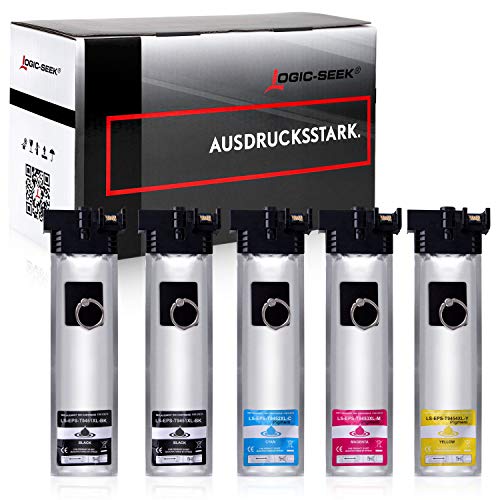 Logic-Seek 5 Tintenpatronen kompatibel für Epson Workforce Pro WF-C5710DWF WF-C5210DW WF-C5290DW WF-C5790DWF C13T945140 T9451 von Logic-Seek