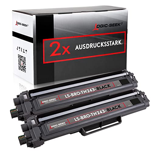 Logic-Seek Toner-Set kompatibel zu TN243BK verwendbar mit Brother MFC L3750CDW MFC-L3750CDW DCP-L3550CDW MFC-L3770CDW HL-L3230CDW HL-L3210CW TN 243 (Doppelpack Schwarz) von Logic-Seek