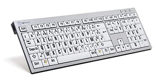 LogicKeyboard LKB-LPRNTBW-AJPU-FR Tastatur, XL-Print Slim Alu on (PC) Silber/Weiß/Schwarz von LogicKeyboard