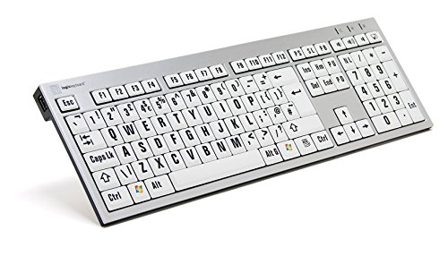 LogicKeyboard LKB-LPRNTBW-AJPU-UK PC - Slimline Tastatur LargePrint Schwarz auf Weiß UK Englisch, PC-Tastatur mit Großdruck und LogicLight von LogicKeyboard