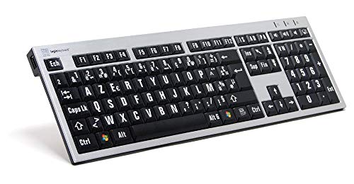 LogicKeyboard LKB-LPRNTWB-AJPU-FR Tastatur, XL-Print Slim Alu On (PC) Silber/Schwarz/Weiß von LogicKeyboard