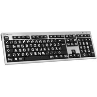 Logickeyboard XL-Print Kabelgebunden Tastatur Deutsch, QWERTZ Grau Multimediatasten, USB-Hub, Geräu von Logickeyboard