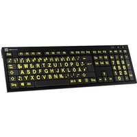 Logickeyboard XL-Print Kabelgebunden Tastatur Deutsch, QWERTZ Schwarz Multimediatasten, USB-Hub, Ger von Logickeyboard