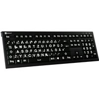 Logickeyboard XL-Print Kabelgebunden Tastatur Deutsch, QWERTZ Schwarz Multimediatasten, USB-Hub, Ger von Logickeyboard