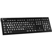 Logickeyboard XL-Print Kabelgebunden Tastatur Deutsch, QWERTZ Schwarz Multimediatasten, USB-Hub, Ger von Logickeyboard