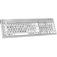 Logickeyboard XL-Print Kabelgebunden Tastatur Deutsch, QWERTZ Weiß Multimediatasten, USB-Hub, Gerä von Logickeyboard