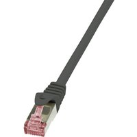 Logilink - CQ2013S RJ45 Netzwerkkabel, Patchkabel cat 6 s/ftp 0.25 m Schwarz Flammwidrig, mit Rastnase von Logilink