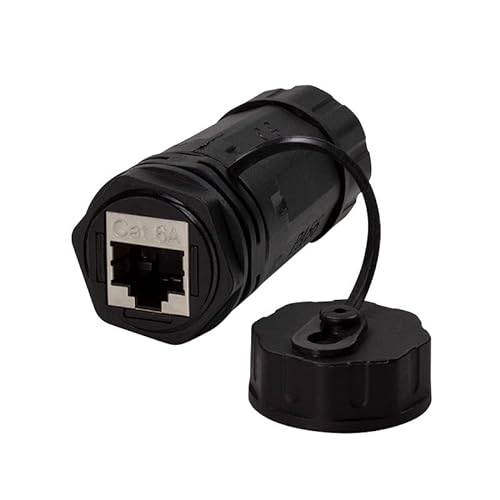 LogiLink 060676 Doppelsteckdose IP68 RJ45 Cat.6A weiblich mit Kabeldurchführung schwarz von Logilink