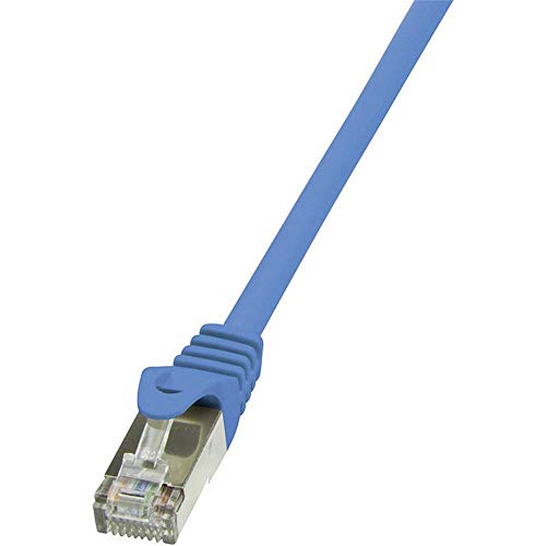 LogiLink CP1016S RJ45 Netzwerkkabel, Patchkabel CAT 5e F/UTP 25.00cm Blau mit Rastnasenschutz, 10 Stück von Logilink
