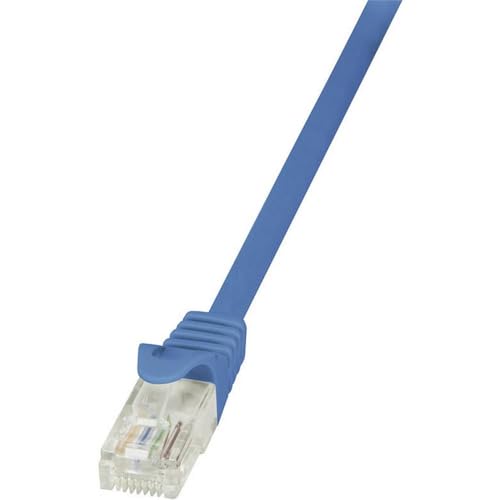 LogiLink CP1016U RJ45 Netzwerkkabel, Patchkabel CAT 5e U/UTP 25.00cm Blau mit Rastnasenschutz, 10 Stück von Logilink