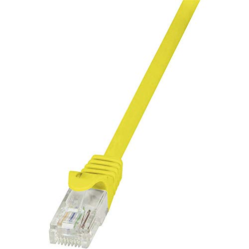 LogiLink CP1017U RJ45 Netzwerkkabel, Patchkabel CAT 5e U/UTP 25.00cm Gelb mit Rastnasenschutz, 10 Stück von Logilink