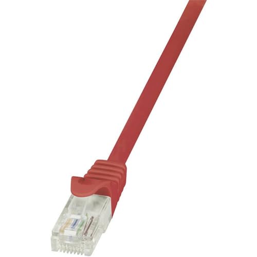 LogiLink CP2014U RJ45 Netzwerkkabel, Patchkabel CAT 6 U/UTP 25.00cm Rot mit Rastnasenschutz, 5 Stück von Logilink