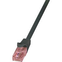 LogiLink CQ2023U RJ45 Netzwerkkabel, Patchkabel CAT 6 U/UTP 0.50 m Schwarz Flammwidrig, mit Rastnase von Logilink