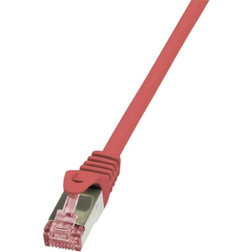 LogiLink CQ2024S RJ45 Netzwerkkabel, Patchkabel CAT 6 S/FTP 0.50m Rot Flammwidrig, mit Rastnasenschu, 5 Stück von Logilink