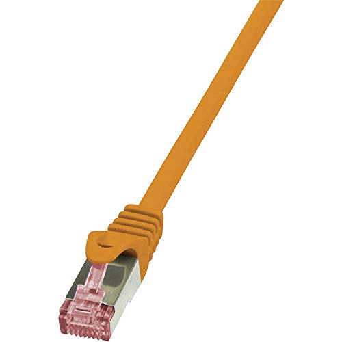 LogiLink CQ2028S RJ45 Netzwerkkabel, Patchkabel CAT 6 S/FTP 0.50m Orange Flammwidrig, mit Rastnasens, 5 Stück von Logilink