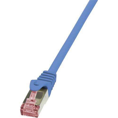 LogiLink CQ2036S RJ45 Netzwerkkabel, Patchkabel CAT 6 S/FTP 1.00m Blau Flammwidrig, mit Rastnasensch, 3 Stück von Logilink