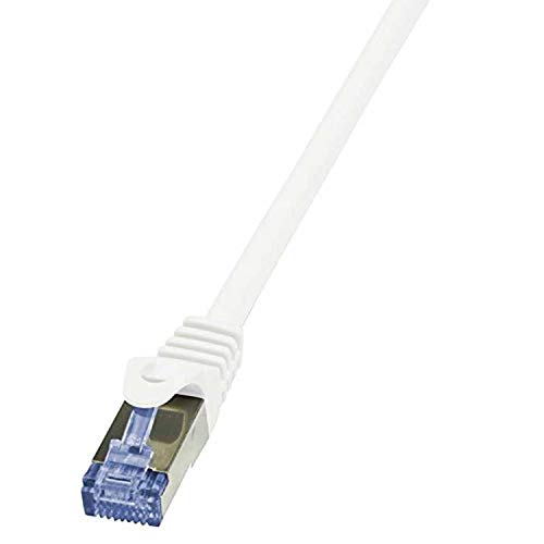 LogiLink CQ3011S RJ45 Netzwerkkabel, Patchkabel CAT 6a S/FTP 25.00cm Weiß Flammwidrig, mit Rastnase, 3 Stück von Logilink