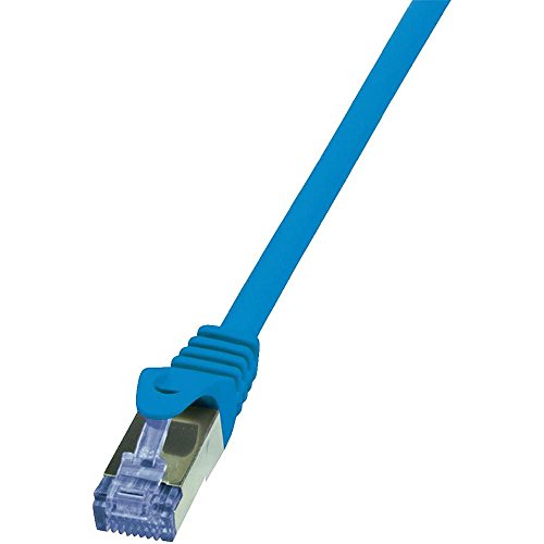 LogiLink CQ3016S RJ45 Netzwerkkabel, Patchkabel CAT 6a S/FTP 25.00cm Blau Flammwidrig, mit Rastnasen, 3 Stück von Logilink