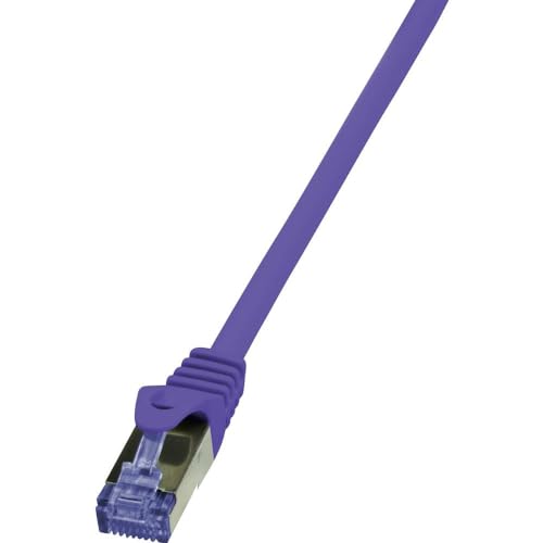 LogiLink CQ302VS RJ45 Netzwerkkabel, Patchkabel CAT 6a S/FTP 0.50m Violett Flammwidrig, Halogenfrei,, 3 Stück von Logilink