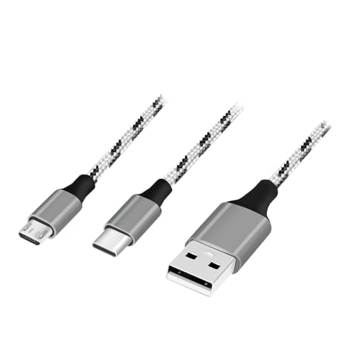 LogiLink CU0202 - UUSB 2.0 Anschlusskabel, USB-A zu microUSB + USB-C, Farbe: Weiß/Schwarz, Kabellänge: 1,20m von Logilink