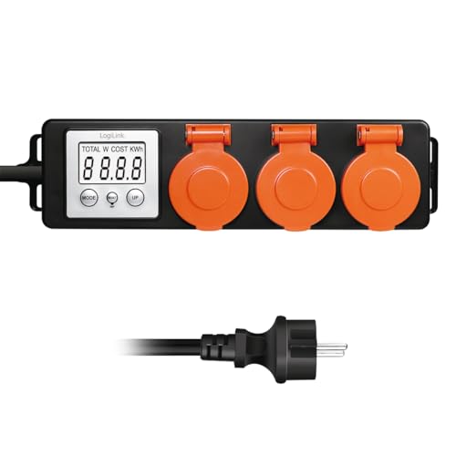 LogiLink EM0008 - Außensteckdosenleiste 3-fach mit Energiekostenmesser, 2.0" LCD und Schutzklappen LogiLink EM0008 - Außensteckdosenleiste 3-fach mit Energiekostenmesser, 2.0" LCD und Schutzklappen von Logilink