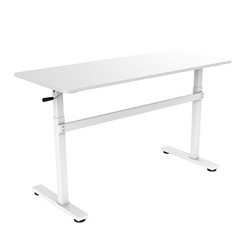 LogiLink EO0027W - Manuell verstellbarer Sitz-/ Steharbeitsplatz (Höhe 700-1170mm), Tischplatte = 1400 x 600 x 18mm, perfekt für Büro/Schulen/zu Hause etc., Weiß von Logilink