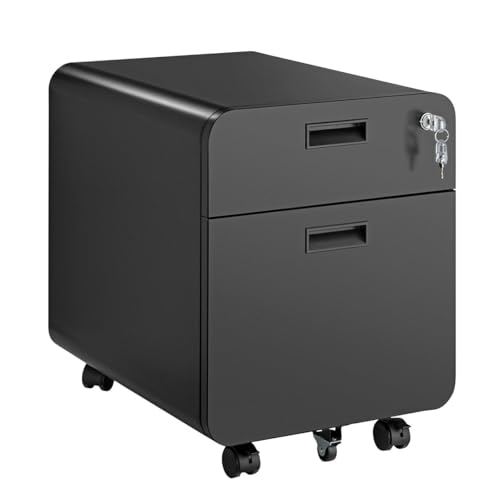 LogiLink EO0080 - Mobiler Aktenschrank auf Rollen mit 2 Fächern, abschließbar, bis 15 kg, Schwarz von Logilink