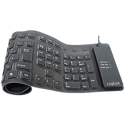 LogiLink ID0019A - flexible & wasserfeste Tastatur (QWERTZ) 109 Tasten, mit USB-PS/2 Adapter, Farbe: Schwarz von Logilink
