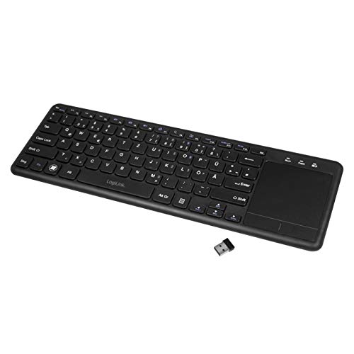 LogiLink ID0188 - Funk Tastatur mit eingebautem Touchpad, 12 praktischen Multimedia Funktionstasten und einem Schlaf-Energie-Sparmodus für PC/Windows/MacOS/Smart TV/Android Box, Schwarz LogiLink ID0188 - Funk Tastatur mit eingebautem Touchpad, 12 praktischen Multimedia Funktionstasten und einem Schlaf-Energie-Sparmodus für PC/Windows/MacOS/Smart TV/Android Box, Schwarz von Logilink