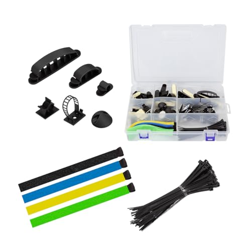 LogiLink KAB0084 - Kabel-Organisations-Set in einer Transport-/Aufbewahrungsbox mit 8 verschiedenen Kabelhalterungen/Kabelbindern von Logilink