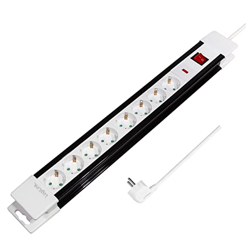 LogiLink LPS207 - Steckdosenleiste 8-Fach mit eingebautem Safety Shutter (erhöhter Berührungsschutz), 3m weiß/schwarz von Logilink