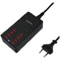 LogiLink PA0140 USB Ladestation 44 W 8x USB-A Schwarz Innenbereich Auto-Detect von Logilink