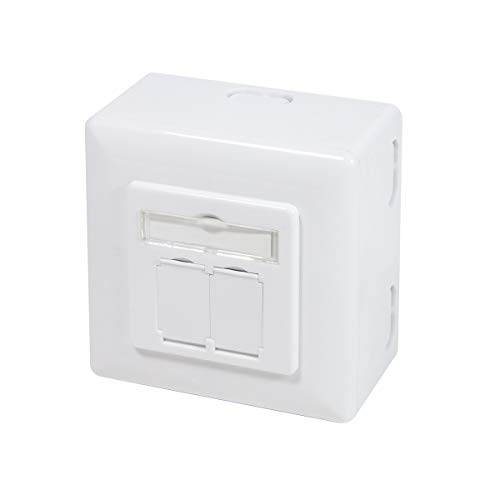 LogiLink Professional NP0039A RJ45 Cat.6 Universal Anschlussdose (Unter- und Aufputz) 2X RJ45 STP (Vollgeschirmt) mit 40° Auslass von Logilink