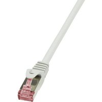 LogiLink CQ2022S RJ45 Netzwerkkabel, Patchkabel CAT 6 S/FTP 0.50m Grau Flammwidrig, mit Rastnasensch von Logilink