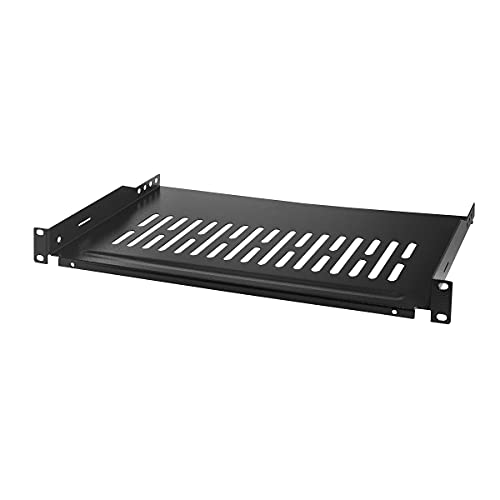 LogiLink SF1C35B - 19" Einschubfach (1 HE) für Stand-, Serverschränke mit Mind. 350mm Tiefe, max. 10kg Tragkraft, Schwarz von Logilink