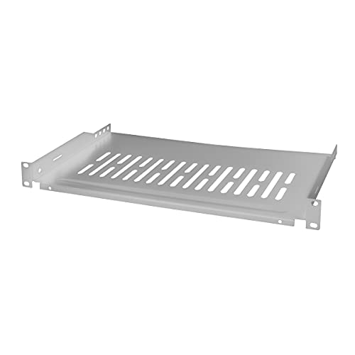 LogiLink SF1C35G - 19" Einschubfach (1 HE) für Stand-, Serverschränke mit mind. 350mm Tiefe, max. 10kg Tragkraft, Grau von Logilink