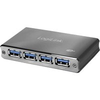 LogiLink UA0282 USB 3.0-Hub mit Aluminiumgehäuse, mit Status-LEDs Space Grau von Logilink